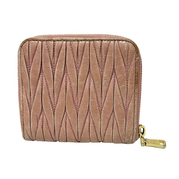 miumiu Matelasse - Pink Leather Bifold Wallet - Picture 2 of 6